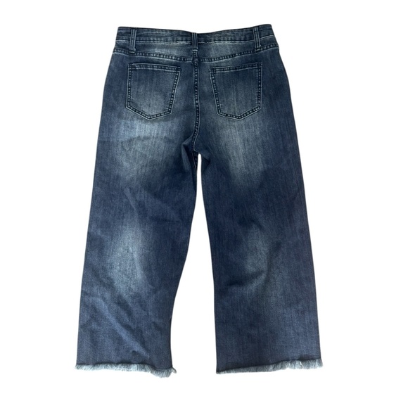 Easel Wide Leg Jeans Women’s Large Distressed Raw Hem Cropped - Picture 2 of 4